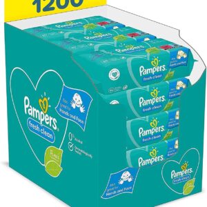 Pampers Fresh Clean Feuchttücher 15 Packungen = 1200 Feuchttücher