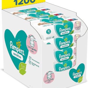 Pampers Sensitive Baby Feuchttücher 1200 Tücher (15 x 80) ohne Duft Neutral