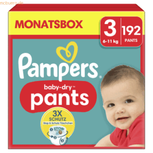 Pampers Pants Baby Dry 40710678 Gr.3 Midi 192 Stück