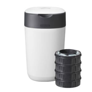 Tommee Tippee Twist & Click Advance Windeleimer, inkl. 4 Kassetten mit nachhaltig gewonnenem, antibakteriellem Greenfilm in weiß