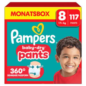 Pampers Baby-Dry Pants, Gr. 8 Extra Large, 19kg+, Monatsbox (1 x 117 Pants)