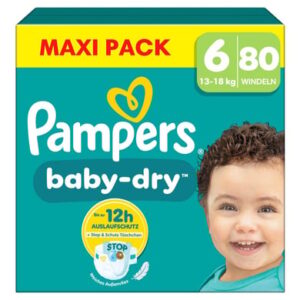 Pampers Baby-Dry Windeln, Gr.6 Extra Large 13-18kg, Maxi Pack (1 x 80 Windeln)